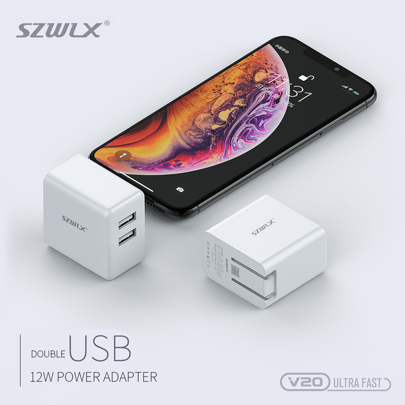 WEX V20 Dual USB Wall Charger with Volditable Plug for iPhone X /8 /7 /6s /Plus, iPad Air 2 /mini 3, Galaxy S7 /S6 /S6 Edge, Note 5 and More